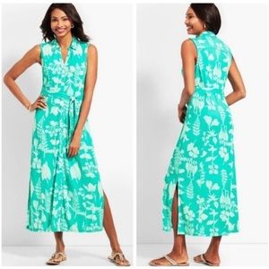 NWT Talbots Teal Flower Print Midi Dress